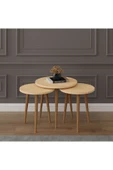 3’lü YUVARLAK ZİGON SEHPA AHŞAP AYAKLI  SAFİR MEŞE thumbnail 1