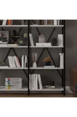 6 RAFLI METAL KİTAPLIK İKİ MODÜL  Kül Gri thumbnail 4