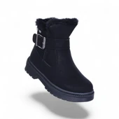 Skuaıter 24064 Plct Nubuk Siyah Kız Çocuk Düz Bot thumbnail 1