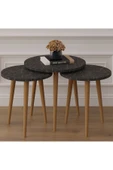 3’lü YUVARLAK ZİGON SEHPA AHŞAP AYAKLI  ROYAL MERMER thumbnail 2