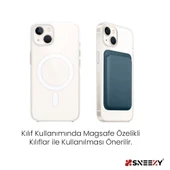 Sneezy İphone 13 Mini-13-13 Pro-13 Pro max Uyumlu Birinci Sınıf Magsafe Cüzdan Magsafe Deri Kartlık  Petrol Mavi - 2