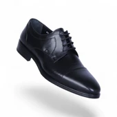 Censay 526 Siyah Antik Kauçuk %Deri Erkek Klasik Ayakkabı thumbnail 1