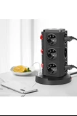 Dikey Kule Tipi Çoklu Priz 12 Priz Girişi, 3 USB Çıkışı, Anahtarlı, Güvenlik Korumalı - 3