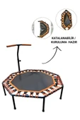 CKSpor Katlanabilir Sekizgen Step Trambolin Tutunmalı Trambolin Fitness Zıplama Trambolini - 2