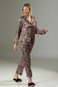 Arias Closet Leopar Desen Yumuşak Dokulu Saten Gecelik Takımı - 1