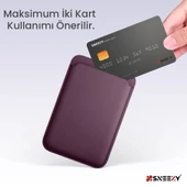 Sneezy İphone 13 Mini-13-13 Pro-13 Pro max Uyumlu Birinci Sınıf Magsafe Cüzdan Magsafe Deri Kartlık  Mor - 3