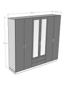 6 Kapaklı Gardırop 240cm  KÜL GRİ thumbnail 3