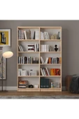 5 Raflı (5 BÖLMELİ) 2 Modüllü Kitaplık Çalışma Odası Ofis Modern Dekoratif Kitaplık  Safir Meşe thumbnail 2