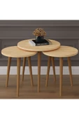 3’lü YUVARLAK ZİGON SEHPA AHŞAP AYAKLI  SAFİR MEŞE thumbnail 2