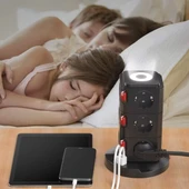 Dikey Kule Tipi Çoklu Priz 12 Priz Girişi, 3 USB Çıkışı, Anahtarlı, Güvenlik Korumalı - 2
