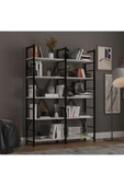 6 RAFLI METAL KİTAPLIK İKİ MODÜL  Kül Gri thumbnail 5