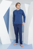 Kly 9223 Erkek %100 Pamuklu 4 Mevsim Kumaş Ekoseli Uzun Kollu Pijama Takım - 3