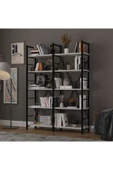 6 RAFLI METAL KİTAPLIK İKİ MODÜL  Kül Gri thumbnail 2
