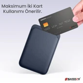 Sneezy İphone 14-14 Plus-14 Pro-14 Pro max Uyumlu Birinci Sınıf Magsafe Cüzdan Magsafe Deri Kartlık  Lacivert - 3