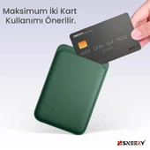Sneezy İphone 14-14 Plus-14 Pro-14 Pro max Uyumlu Birinci Sınıf Magsafe Cüzdan Magsafe Deri Kartlık  Haki - 3