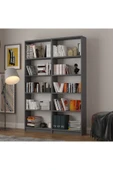 5 Raflı (5 BÖLMELİ) 2 Modüllü Kitaplık Çalışma Odası Ofis Modern Dekoratif Kitaplık  Antrasit Gri thumbnail 1