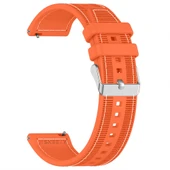 Sneezy Huawei Watch GT6 46mm İle Uyumlu Metal Tokalı Dikiş Desenli Dokuma Silikon Kordon  Turuncu - 5
