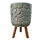 Bitki Tasarımı Ev dekorasyon Yeşil Eskitme Yonca Ayaklı Beton Saksı Çiçeklik Saksılık thumbnail 1