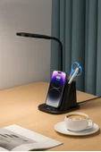 Güvenli Şarj ve Modern Tasarım 3’ü 1 Arada Kablosuz Şarjlı Masa Lambası Kalemlik - 5