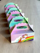 Unicorn Kutusu 25 'li El Tutmalı Çanta Doğum Günü Hediye Kutusu Pasta Kutusu - 3