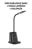 Güvenli Şarj ve Modern Tasarım 3’ü 1 Arada Kablosuz Şarjlı Masa Lambası Kalemlik - 1