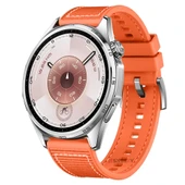 Sneezy Huawei Watch GT6 46mm İle Uyumlu Metal Tokalı Dikiş Desenli Dokuma Silikon Kordon  Turuncu - 1