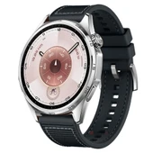 Sneezy Huawei Watch GT6 46mm İle Uyumlu Metal Tokalı Dikiş Desenli Dokuma Silikon Kordon  Siyah - 1