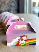 Unicorn Kutusu 25 'li El Tutmalı Çanta Doğum Günü Hediye Kutusu Pasta Kutusu - 2