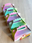 Unicorn Kutusu 25 'li El Tutmalı Çanta Doğum Günü Hediye Kutusu Pasta Kutusu - 1