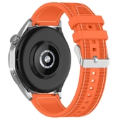 Sneezy Huawei Watch GT6 46mm İle Uyumlu Metal Tokalı Dikiş Desenli Dokuma Silikon Kordon  Turuncu - 2