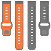 Huawei Watch GT6 46mm İle Uyumlu Çift Renkli Spor Silikon Kordon Nefes Alabilir Konforlu  Gri thumbnail 5