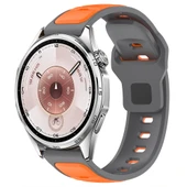 Huawei Watch GT6 46mm İle Uyumlu Çift Renkli Spor Silikon Kordon Nefes Alabilir Konforlu  Gri thumbnail 1