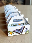 Kelebek Kutusu 25 'li El Tutmalı Çanta Doğum Günü Hediye Kutusu Pasta Kutusu - 4