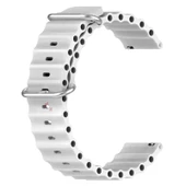 Huawei Watch GT6 46mm İle Uyumlu Dalga Desenli Tokalı Yumuşak Ocean Soft Silikon Kordon  Beyaz thumbnail 4