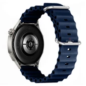 Huawei Watch GT6 46mm İle Uyumlu Dalga Desenli Tokalı Yumuşak Ocean Soft Silikon Kordon  Lacivert thumbnail 2
