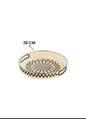 Prime Cream Emaye Ahşap Saplı Sosluk / Sütlük – 14 CM ve Emaye Servis Tepsisi 28 CM - 3