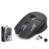 Hadron G400 1600dpi Gökkuşağı Ledli Ekranlı Bluetooth + 2.4 GHz Mini USB Type-C Şarjlı Kablosuz Oyuncu Mouse - Siyah - 1