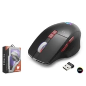 Hadron G390 1600dpi RGB Ledli 2.4GHz Mini USB Type-C Şarjlı Kablosuz Oyuncu Mouse - Siyah - 1