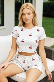 Arias Closet Beyaz Üstüne Kiraz Desenli Şortlu Pijama Takımı - 1