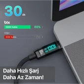 BİX BX09CC-BK SİYAH TYPE-C 100W 1 metre DİJİTAL EKRANLI ŞARJ VE DATA KABLOSU thumbnail 2