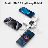 BİX 10000mAh TPB16-WE 6'SI 1 ARADA OLED EKRANLI Beyaz KABLOSUZ POWERBANK - 2