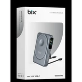 BİX 10000mAh TPB16-GR 6'SI 1 ARADA OLED EKRANLI Gri KABLOSUZ POWERBANK - 1