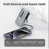 BİX 10000mAh TPB16-GR 6'SI 1 ARADA OLED EKRANLI Gri KABLOSUZ POWERBANK - 3