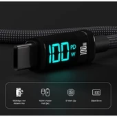 BİX BX09CC-BK SİYAH TYPE-C 100W 1 metre DİJİTAL EKRANLI ŞARJ VE DATA KABLOSU thumbnail 5