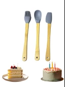 Mucit Home 3'Lü Gri Bambu Silikon Spatula Seti - 1