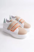 VALENCIA Bağcıksız Cırt Cırtlı Ortopedik Taban Kadın Sneaker Spor Ayakkabı CBT - Beyaz/Ten/Mavi - 4