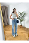 Marka Açık Mavi Kot Pantolon Denim Pantolon Strai?ght Jean - 1