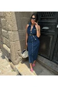 Kemerli Kot Elbise Denim Likralı Sırt Dırapeli thumbnail 9