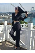 Siyah Crop Ceket Pantolon Takımı - 3