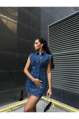 Kemerli Kot Elbise Denim Likralı Sırt Dırapeli thumbnail 4